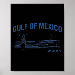Affiche Golfe Du Mexique Depuis 1672 Vintage Plage Surf Su