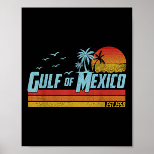 Affiche Golfe Du Mexique Est 1550 Plage Vintage Rétro