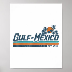 Affiche Golfe Du Mexique Est 1550 Plage Vintage Rétro