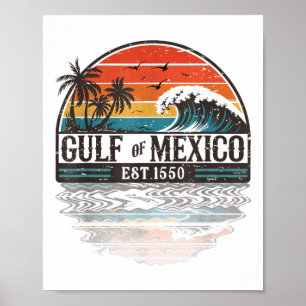 Affiche Golfe du Mexique Forever Retro Plage Vintage