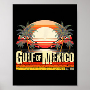 Affiche Golfe Du Mexique Forever Vintage Beach Retro Sunse