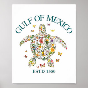 Affiche Golfe Du Mexique Pas Amérique Amérique Florale Usa