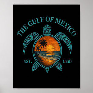 Affiche Golfe Du Mexique Tortue Est. 1550 soleils Vintages
