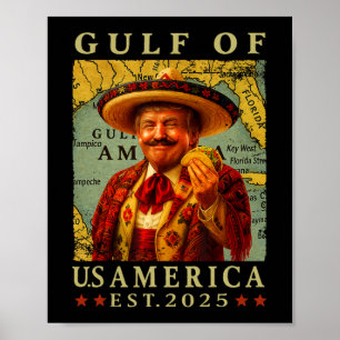 Affiche Golfe Rétro Amérique Mexique Trump Mexique Taco