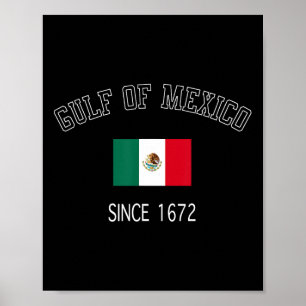 Affiche Golfe Rétro Du Mexique Depuis 1672 Drapeau Mexicai