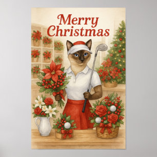 Affiche Golfer Cat Femme thème de Noël pour amoureux des a