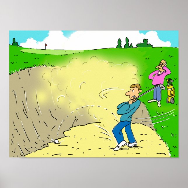 Affiche Golfer Coincé dans un Bunker. Funny Golf (Devant)
