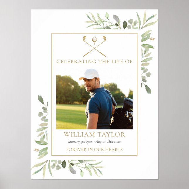 Affiche Golfer Funeral Celebration Of Life Photo (Devant)