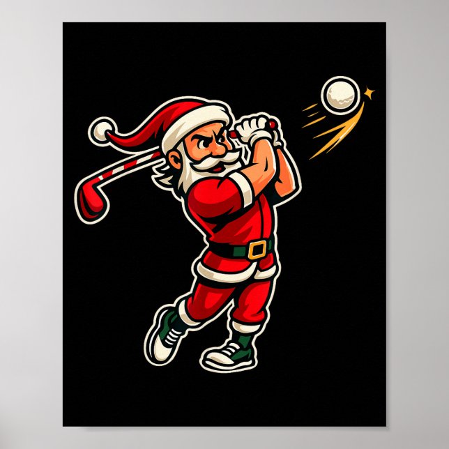 Affiche Golfer Santa Christmas Golf Shirt Men Kids Boys Go (Devant)