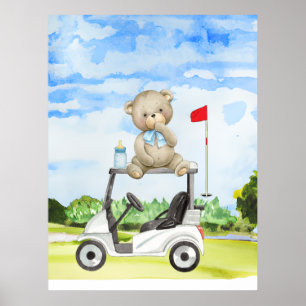 Affiche Golfer Teddy Bear sur Golf Panier pour bébé GARY