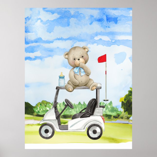 Affiche Golfer Teddy Bear sur Golf Panier pour bébé GARY (Devant)