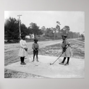 Affiche Golferinos African American Children Golf c1905