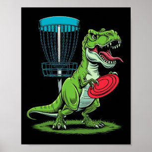 Affiche Golfeur de disque drôle dinosaure T-rex Sket Golfe