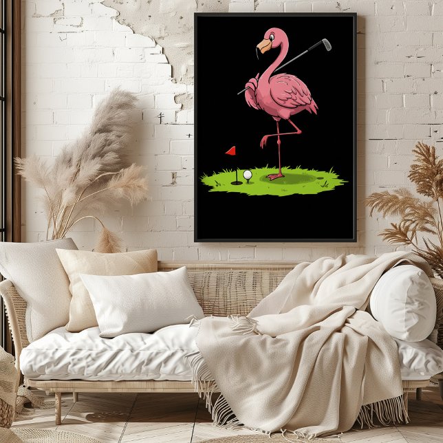 Affiche Golfeur de Flamant rose sur le vert (Créateur téléchargé)