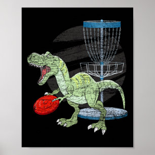 Affiche Golfeur de Frisbee T Rex Dinosaure Joueur de Golf 
