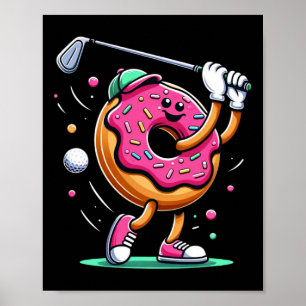 Affiche Golfeur de golf de beignet drôle Champ de nourritu