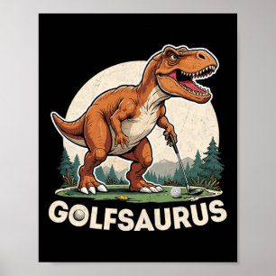 Affiche Golfeur dinosaure Golf Dinosaur T-rex jouant au go