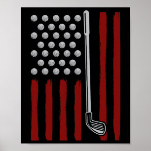 Affiche Golfeur Drapeau Américain 4 Juillet Hommes Golf Am