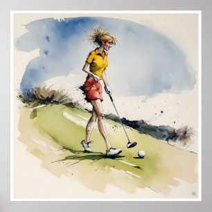 Affiche Golfeur effilé - Golf Art Imprimer