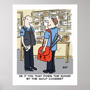 Affiche Golfeur Facteur Aime Dessin Animé Golf