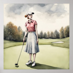 Affiche Golfeur gothique - Golf Art Imprimer