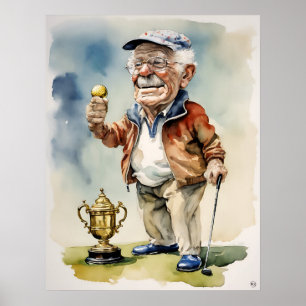Affiche Golfeur senior - Art Golf Imprimer