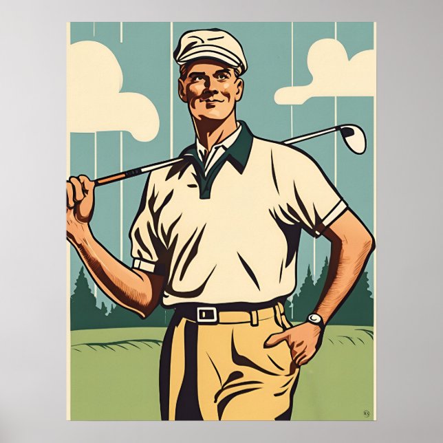 Affiche Golfeur vintage - Golf Art Imprimer (Devant)