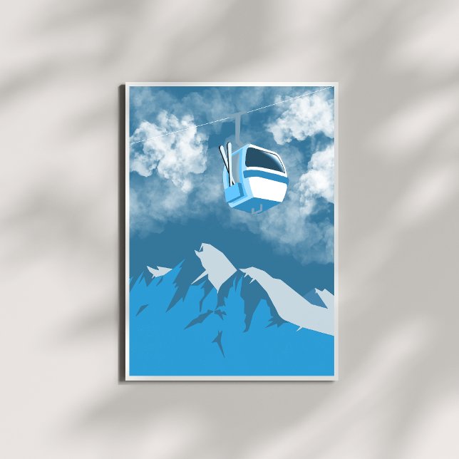 Affiche Gondola | Ski Mountain Winter Painting (Créateur téléchargé)