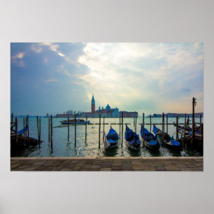 Affiche Gondoles amarrées San Giorgio Maggiore Venise