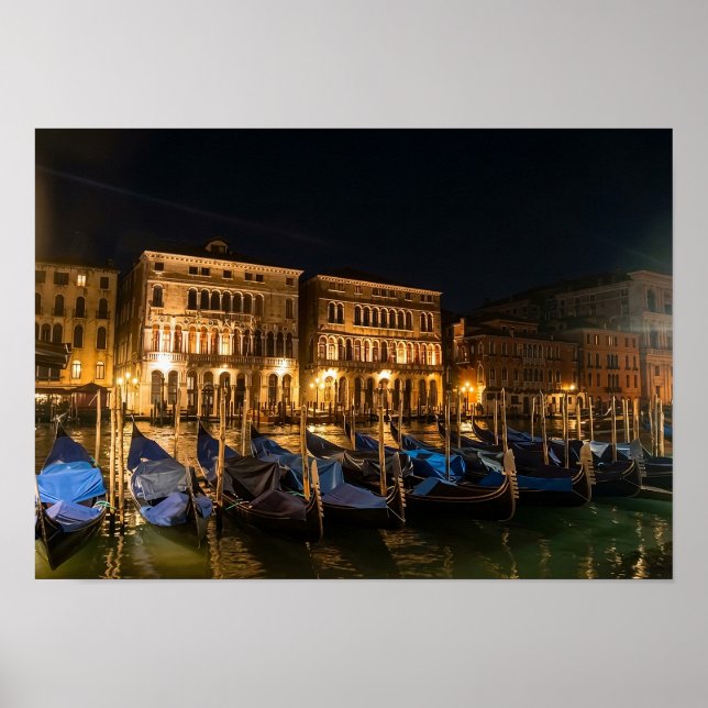 Affiche Gondoles de Venise la Nuit (Devant)