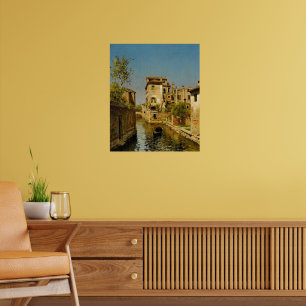 Affiche Gondolier sur un canal vénitien