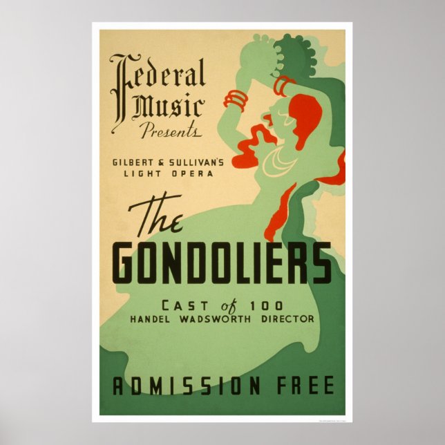Affiche Gondoliers Opera 1937 WPA (Devant)