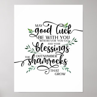 Affiche Good Luck Shamrock Irish Blessing Art