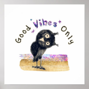 Affiche Good Vibes Only with Curious Owl