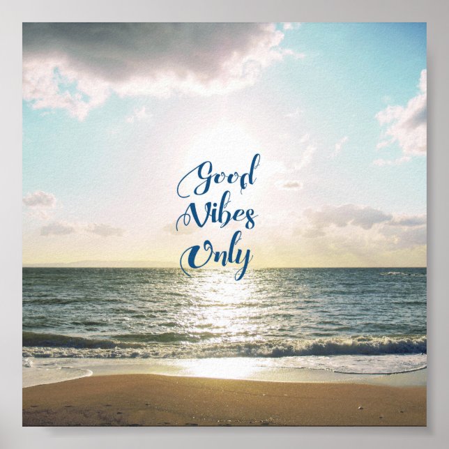 Affiche "Good Vibes seulement" Citer mer positive bleu ble (Devant)