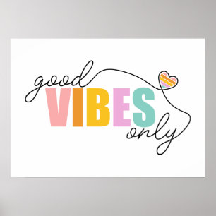 Affiche Good Vibes seulement Rainbow Heart