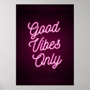 Affiche Good Vibes uniquement (rose)