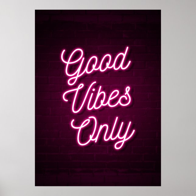 Affiche Good Vibes uniquement (rose) (Devant)
