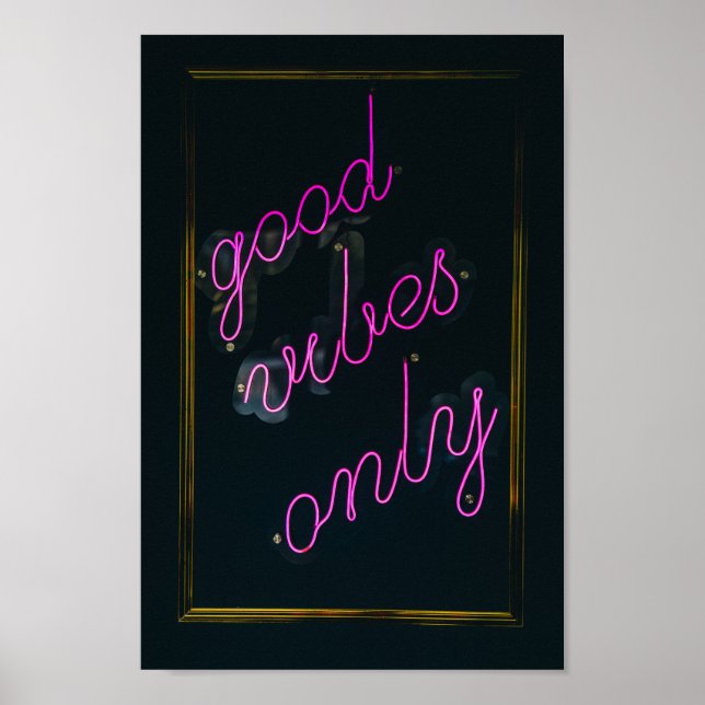 Affiche Good Vibes Uniquement rose Lumières esthétique Typ (Devant)