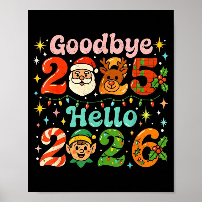 Affiche Goodbye 2025 Hello 2026 Cute Christmas New Year  (Devant)