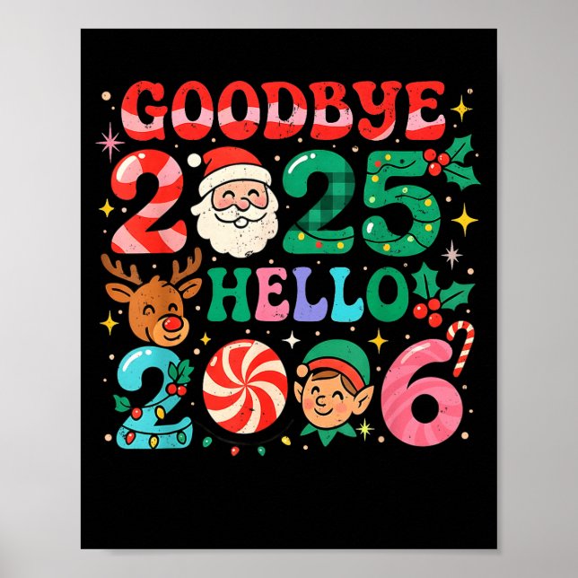 Affiche Goodbye 2025 Hello 2026 Cute Christmas New Year  (Devant)