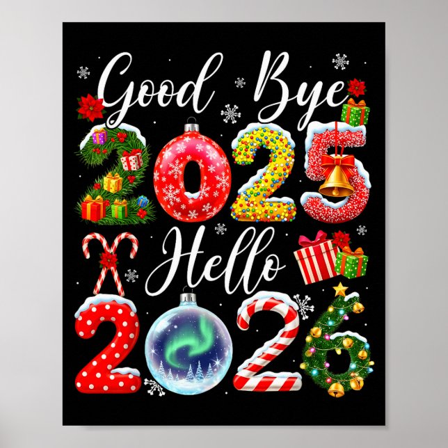 Affiche Goodbye 2025 Hello 2026 Merry Christmas Happy New  (Devant)