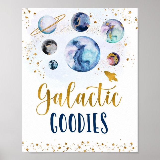 Affiche Goodies Galactiques Galaxy Blue Gold Space Anniver (Devant)