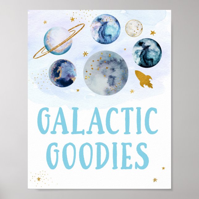 Affiche Goodies Galactiques Galaxy Blue Gold Space Anniver (Devant)