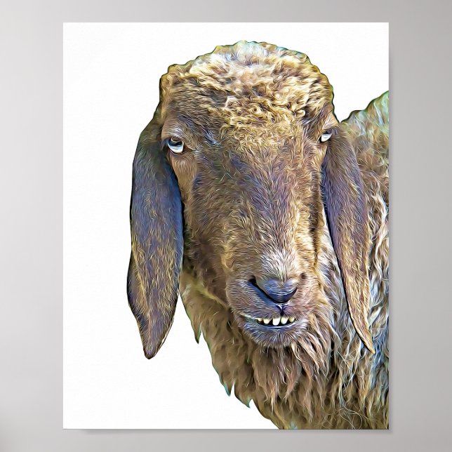 Affiche Goofy Sheep Visage de ferme d'art animal (Devant)
