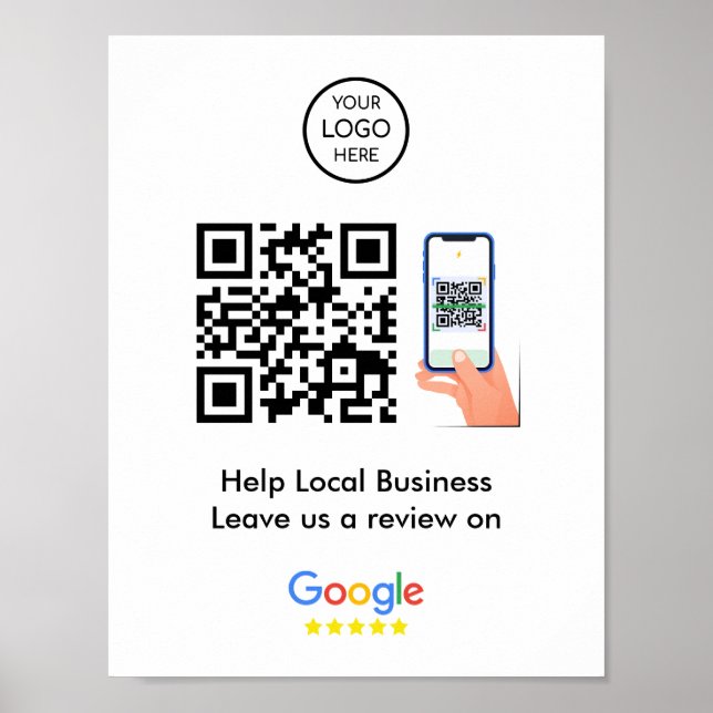 Affiche Google Avis | Profil d'entreprise Code QR (Devant)
