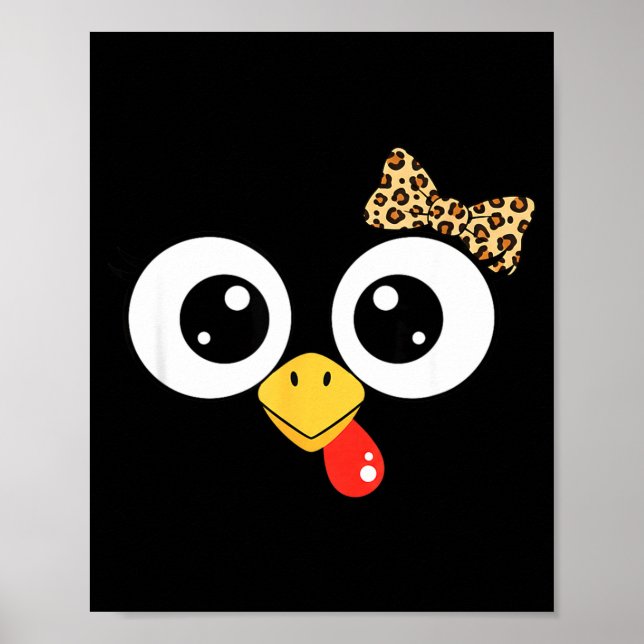 Affiche Googly-eyed Turkey With Leopard Bow, Funny Cartoon (Devant)
