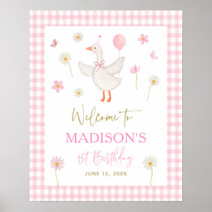 Affiche Goose Spring Rose Daisy Premier anniversaire Bienv