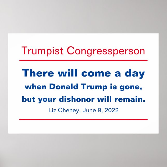 Affiche GOP Congress Votre Dishonor Restera Cheney (Devant)