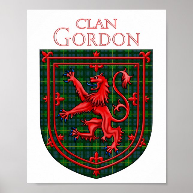 Affiche Gordon Tartan Scottish Plaid Lion Rampant (Devant)